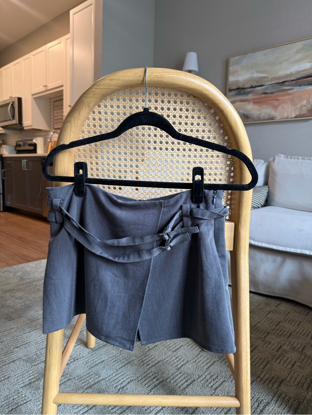Princess Polly Charcoal Gray Mini Skort with Wrap Detail